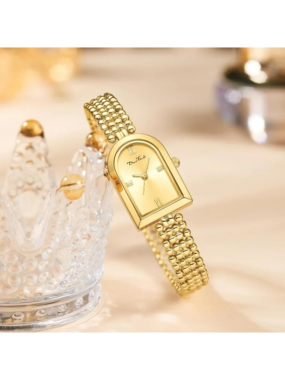 Diaofendi Women's Gold Adjustable Strap Petite Arch Elegant Waterproof Watch